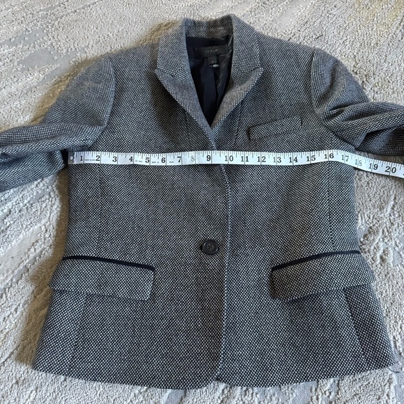 J. Crew wool blazer black white  Mini Dot Single Button preppy Career Jacket 2 - Picture 7 of 9
